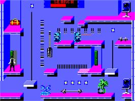 In game image of Impossible Mission on the Amstrad CPC.