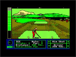 In game image of Jack Nicklaus' Greatest 18 Holes of Major Championship Golf on the Amstrad CPC.