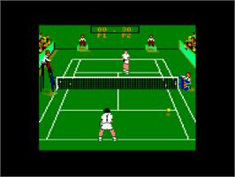 In game image of Jimmy Connors' Pro Tennis Tour on the Amstrad CPC.