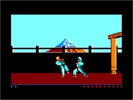 In game image of Karateka on the Amstrad CPC.