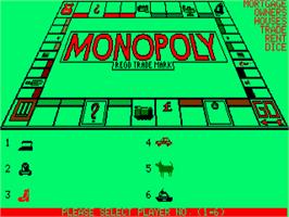 In game image of Leisure Genius presents Monopoly on the Amstrad CPC.