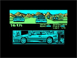 In game image of Lotus Esprit Turbo Challenge on the Amstrad CPC.