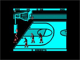 In game image of Magic Johnson's Fast Break on the Amstrad CPC.