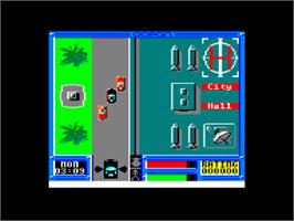 In game image of Miami Vice on the Amstrad CPC.