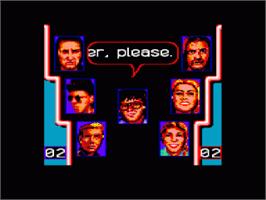 In game image of Mike Read's Computer Pop Quiz on the Amstrad CPC.