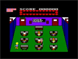 In game image of Mikie on the Amstrad CPC.