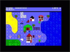 In game image of Moto Driver on the Amstrad CPC.