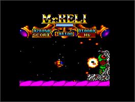 In game image of Mr. Heli on the Amstrad CPC.