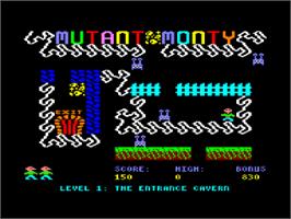 In game image of Mutant Monty on the Amstrad CPC.
