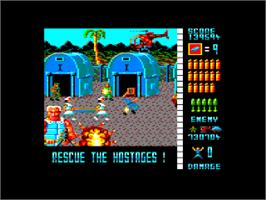 In game image of Operation Wolf on the Amstrad CPC.