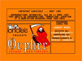 In game image of Orphée - Le Voyage Aux Enfers on the Amstrad CPC.