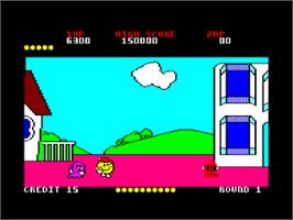 In game image of Pac-Land on the Amstrad CPC.
