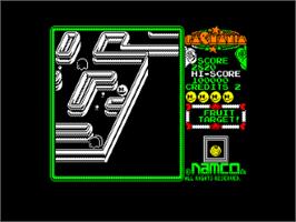 In game image of Pac-Mania on the Amstrad CPC.