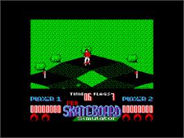 In game image of Pro Skateboard Simulator on the Amstrad CPC.