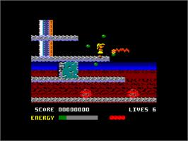 In game image of Psycho Soldier on the Amstrad CPC.
