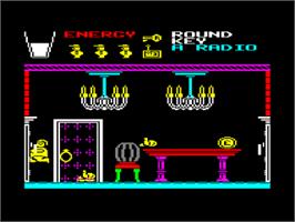 In game image of Pyjamarama on the Amstrad CPC.