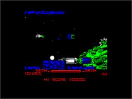 In game image of R-Type on the Amstrad CPC.