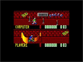 In game image of Rad Ramp Racer on the Amstrad CPC.