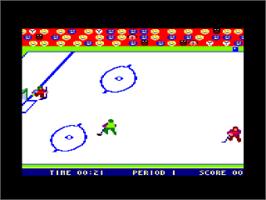 In game image of SLAP-SHOT! Hockey on the Amstrad CPC.