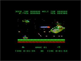 In game image of Silk Worm on the Amstrad CPC.