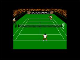 In game image of Simulador Profesional de Tenis on the Amstrad CPC.