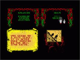 In game image of Sláine, the Celtic Barbarian on the Amstrad CPC.