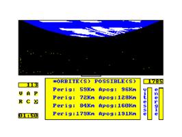 In game image of Space Shuttle Simulateur on the Amstrad CPC.