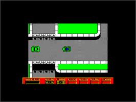 In game image of Super Cars on the Amstrad CPC.