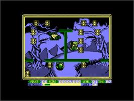 In game image of Super Seymour Saves the Planet on the Amstrad CPC.