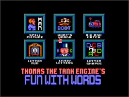 In game image of Thomas The Tank Engine's Fun With Words on the Amstrad CPC.