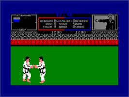 In game image of Uchi Mata on the Amstrad CPC.