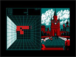 In game image of Welltris on the Amstrad CPC.