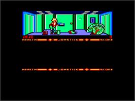 In game image of Xenophobe on the Amstrad CPC.