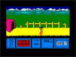 In game image of Yogi Bear on the Amstrad CPC.
