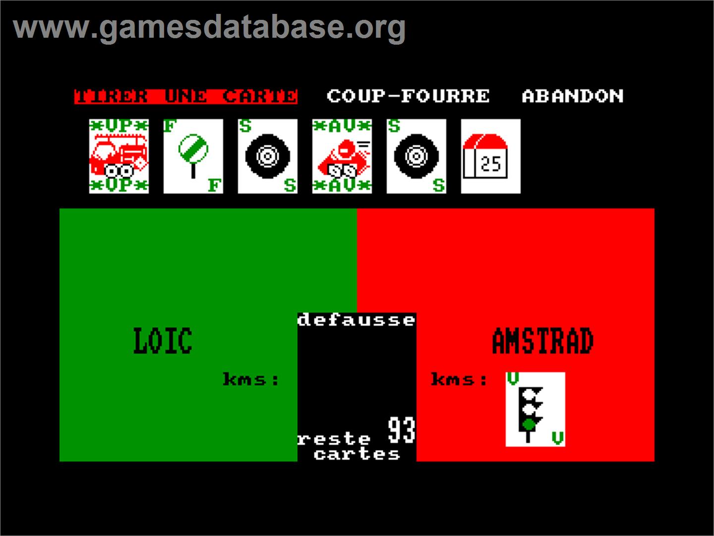 1000 Bornes - Amstrad CPC - Artwork - In Game