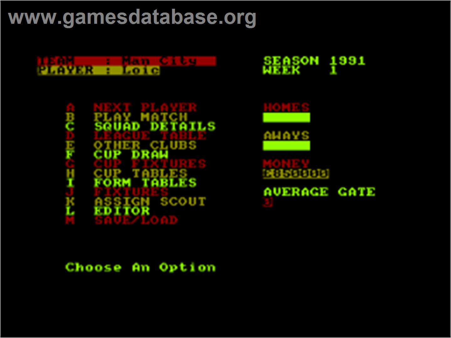 2 Player Soccer Squad - Amstrad CPC - Artwork - In Game