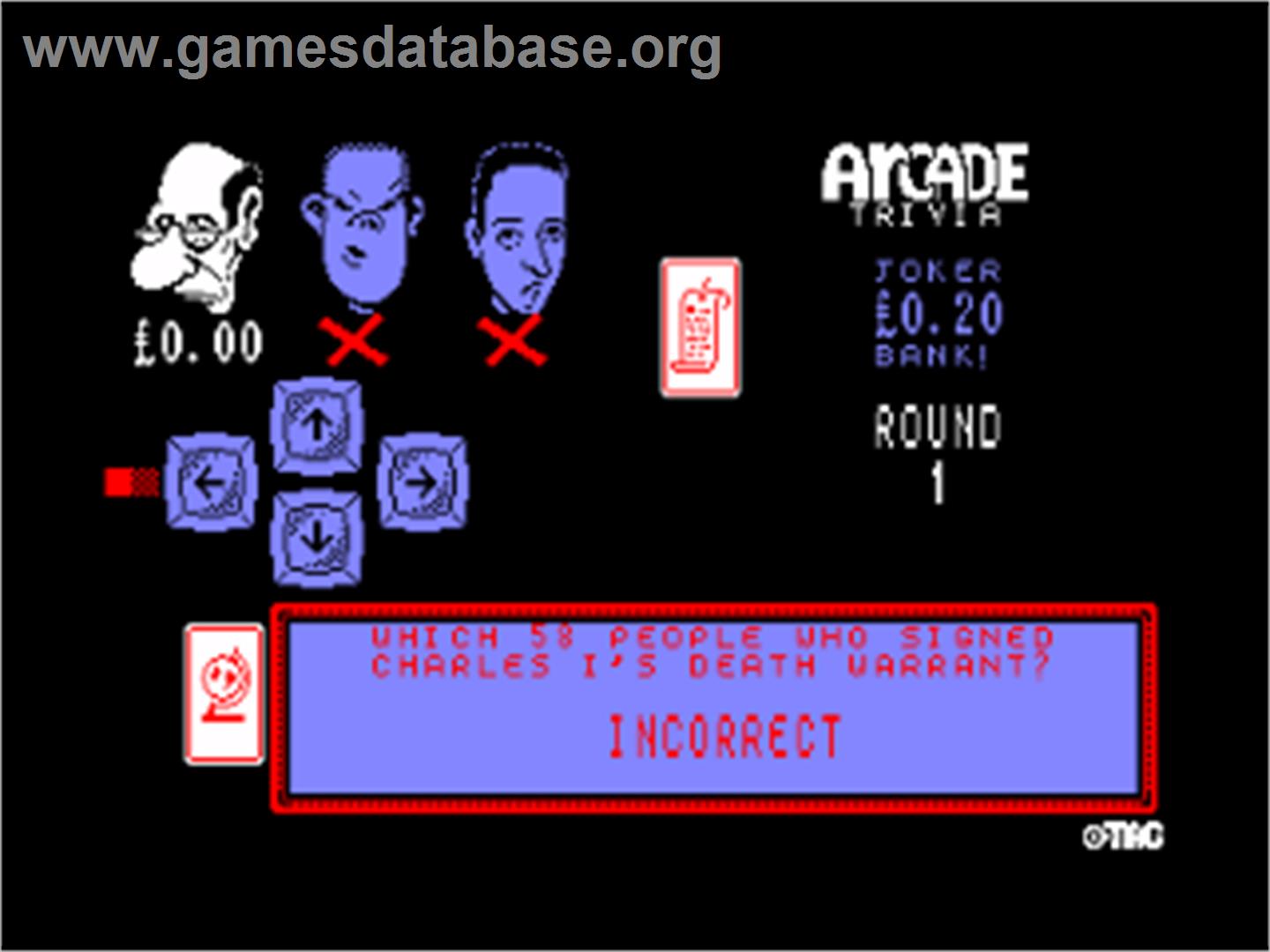 Arcade Trivia Quiz Simulator - Amstrad CPC - Artwork - In Game