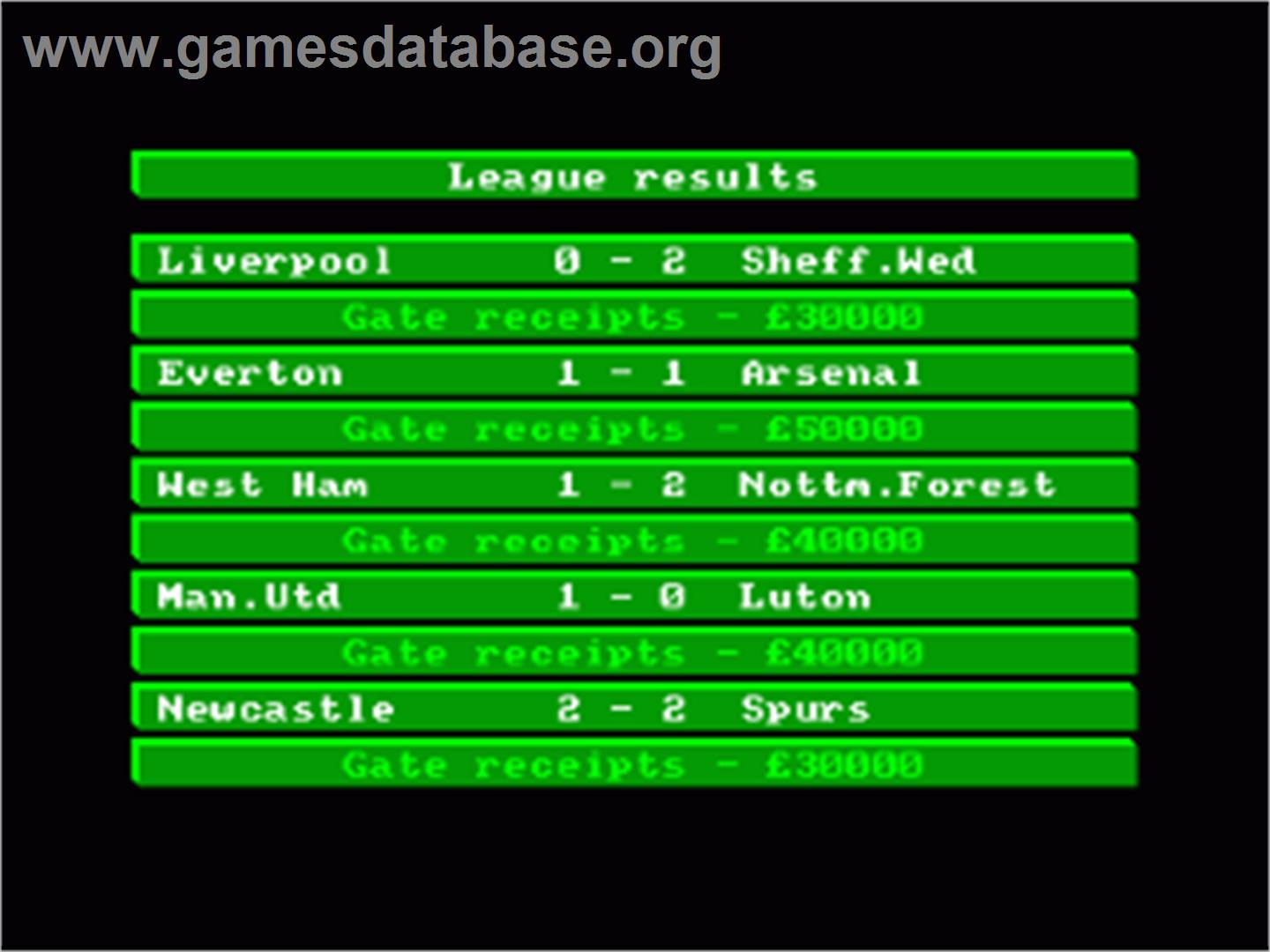 Brian Clough's Football Fortunes - Amstrad CPC - Artwork - In Game