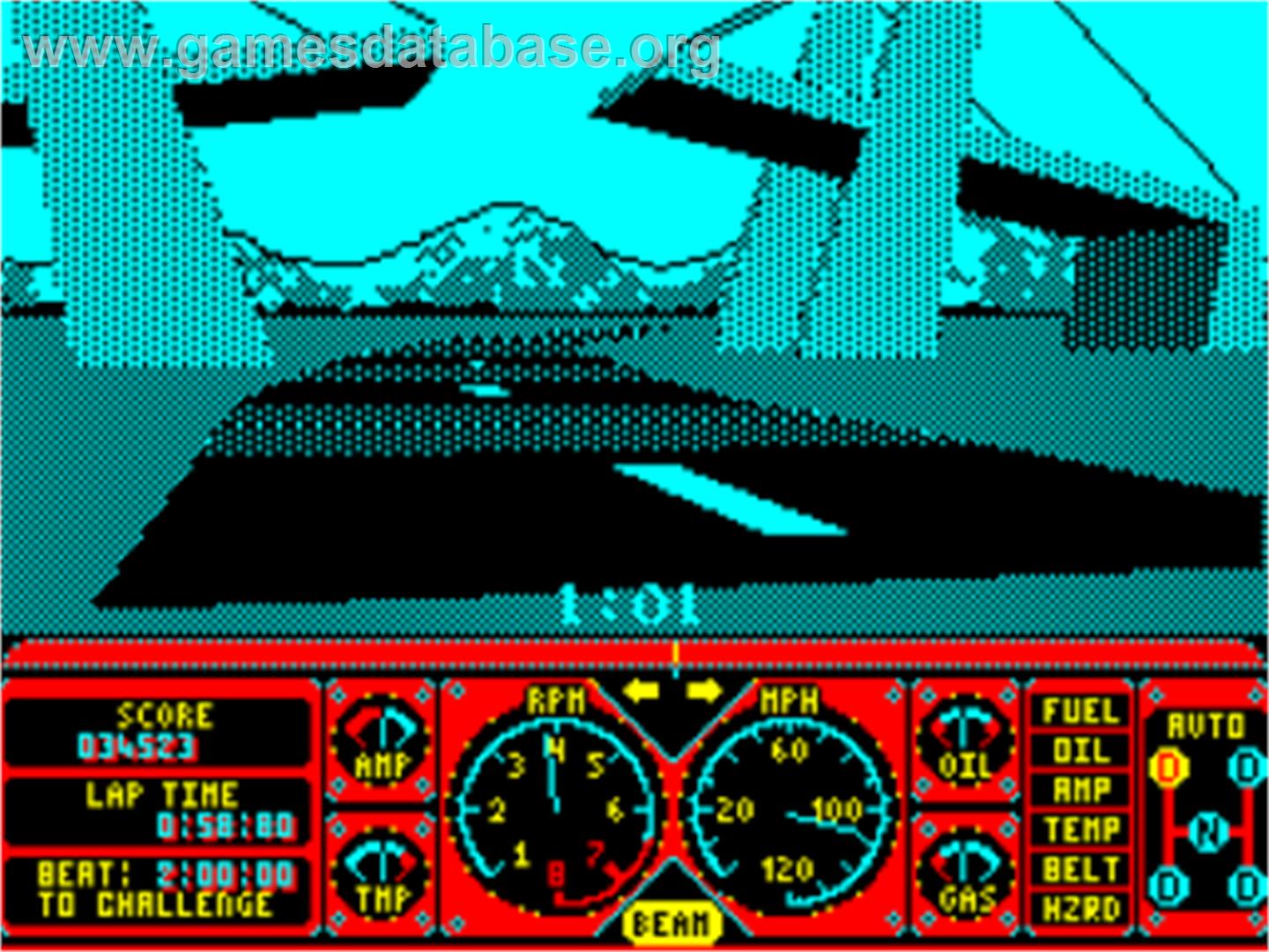 Hard Drivin' - Amstrad CPC - Artwork - In Game