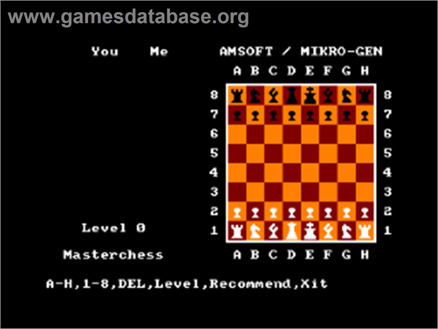 Master Chess (Mastertronic) - Amstrad CPC - Artwork - In Game