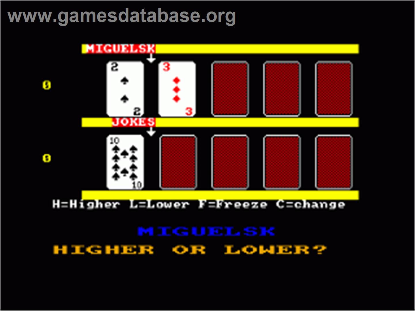 Play Your Cards Right - Amstrad CPC - Artwork - In Game