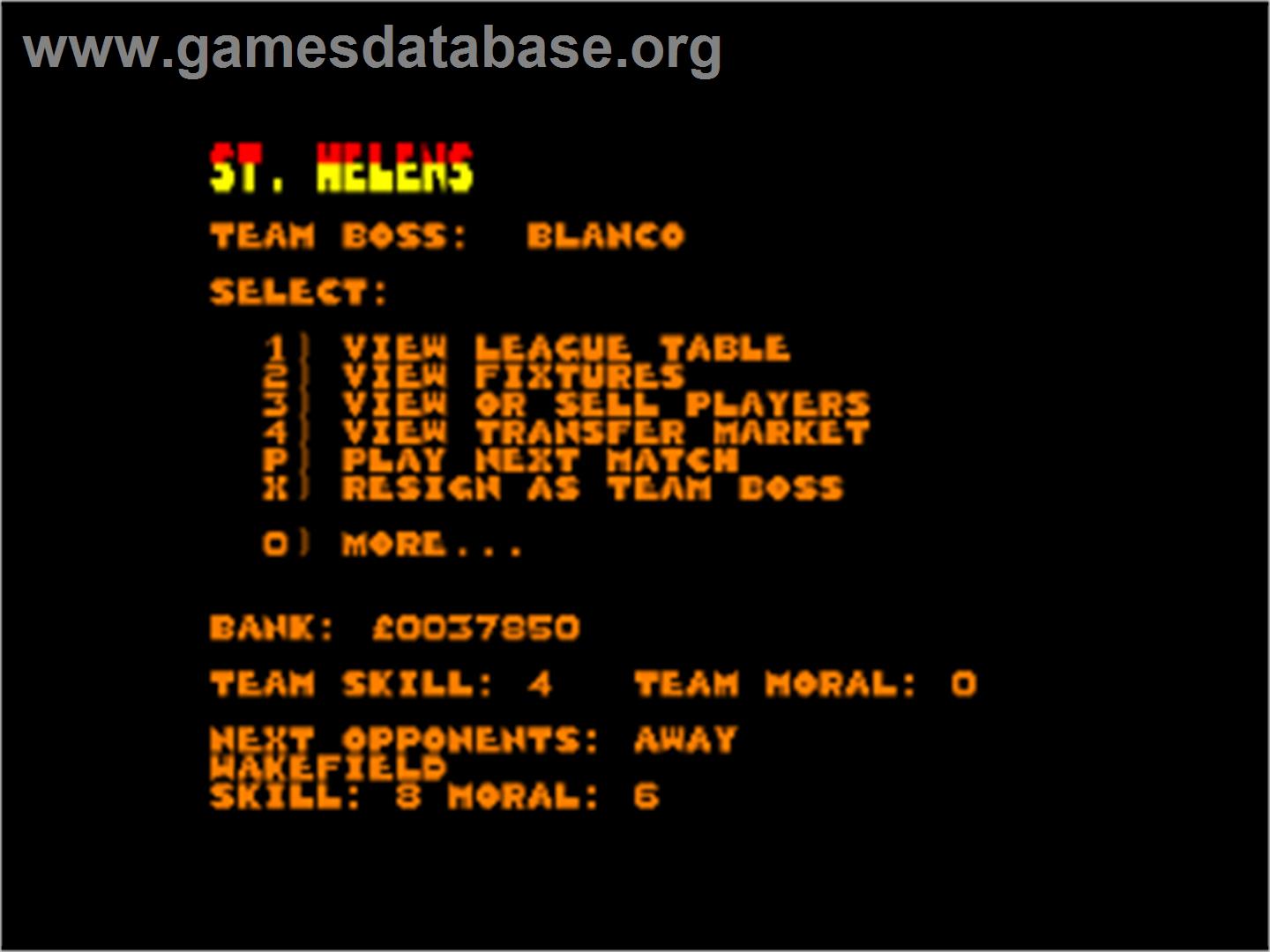 Rugby Boss - Amstrad CPC - Artwork - In Game