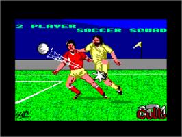 Title screen of 2 Player Soccer Squad on the Amstrad CPC.