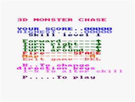Title screen of 3D Monster Chase on the Amstrad CPC.