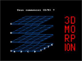 Title screen of 3D Morpion on the Amstrad CPC.