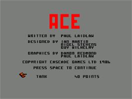 Title screen of Ace: Air Combat Emulator on the Amstrad CPC.