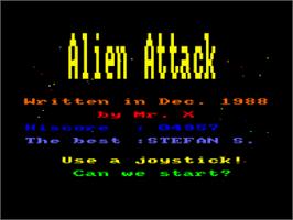 Title screen of Alien Attack on the Amstrad CPC.