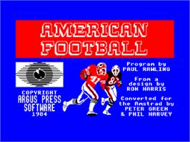Title screen of American Football on the Amstrad CPC.