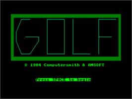Title screen of Amsgolf on the Amstrad CPC.