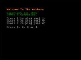 Title screen of Archers, The on the Amstrad CPC.